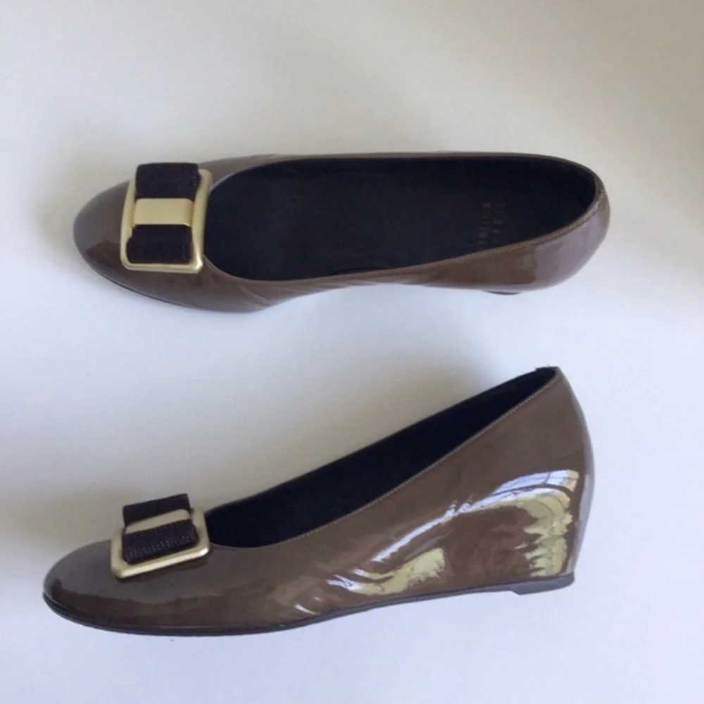 Stuart Weitzman PROPER Wedge Patent Leather Driftwood Aniline. Size 8.5 - Picture 8 of 15